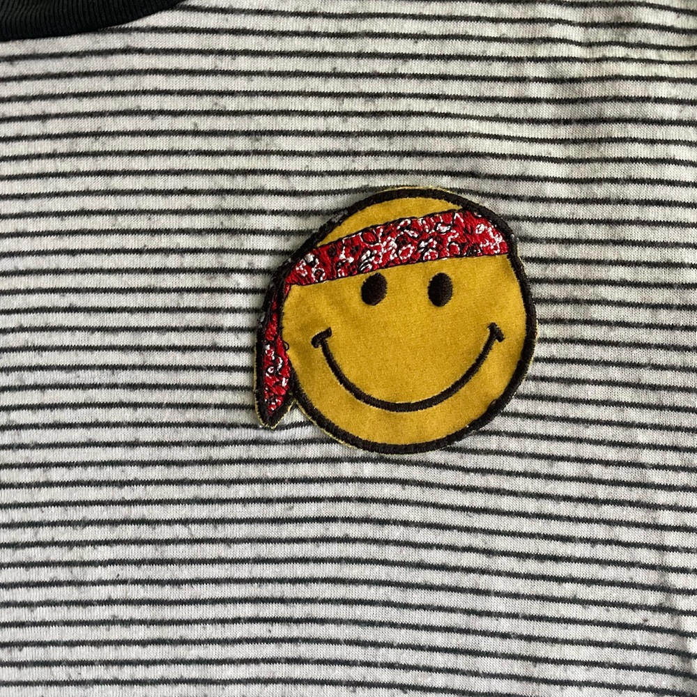 Lauren Moshi bandana smiley face striped s/s t-shirt Size S - Picture 4 of 8